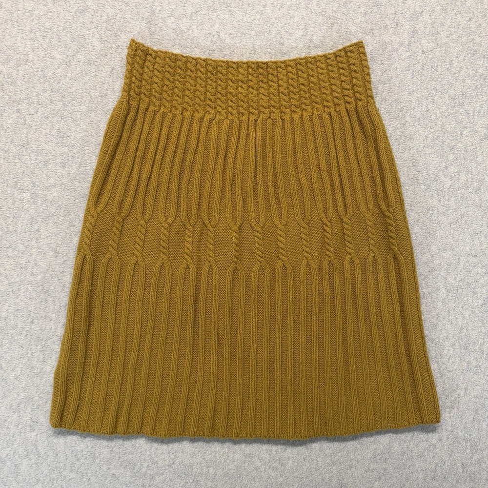 Far Away From Close‎ Wool Knit Mini Skirt Mustard Yellow Women's M